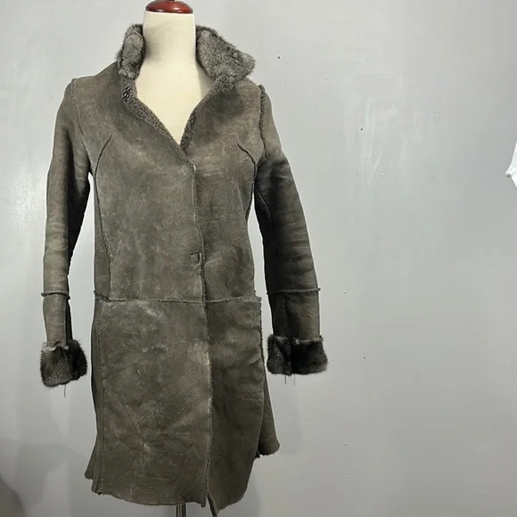 Manzoni24 Gray Shearling Lamb Jacket with dyed mink - Picture 1 of 10